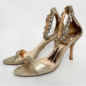 Badgley Mischka jewelled ankle strap heels. Size 5.5 but would fit a size 6 too